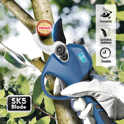 28mm electric pruning shears, progressive cut,for orchard and garden|16.8V-2*2Ah|Working6-8h|850W | PRU-28 - Swansoft Europe