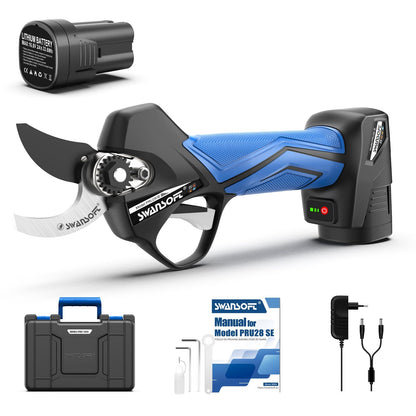 28mm electric pruning shears,progressive cut,for garden|16.8V-2*2Ah|Working 6-8h|850W| PRU-28SE - Swansoft Europe