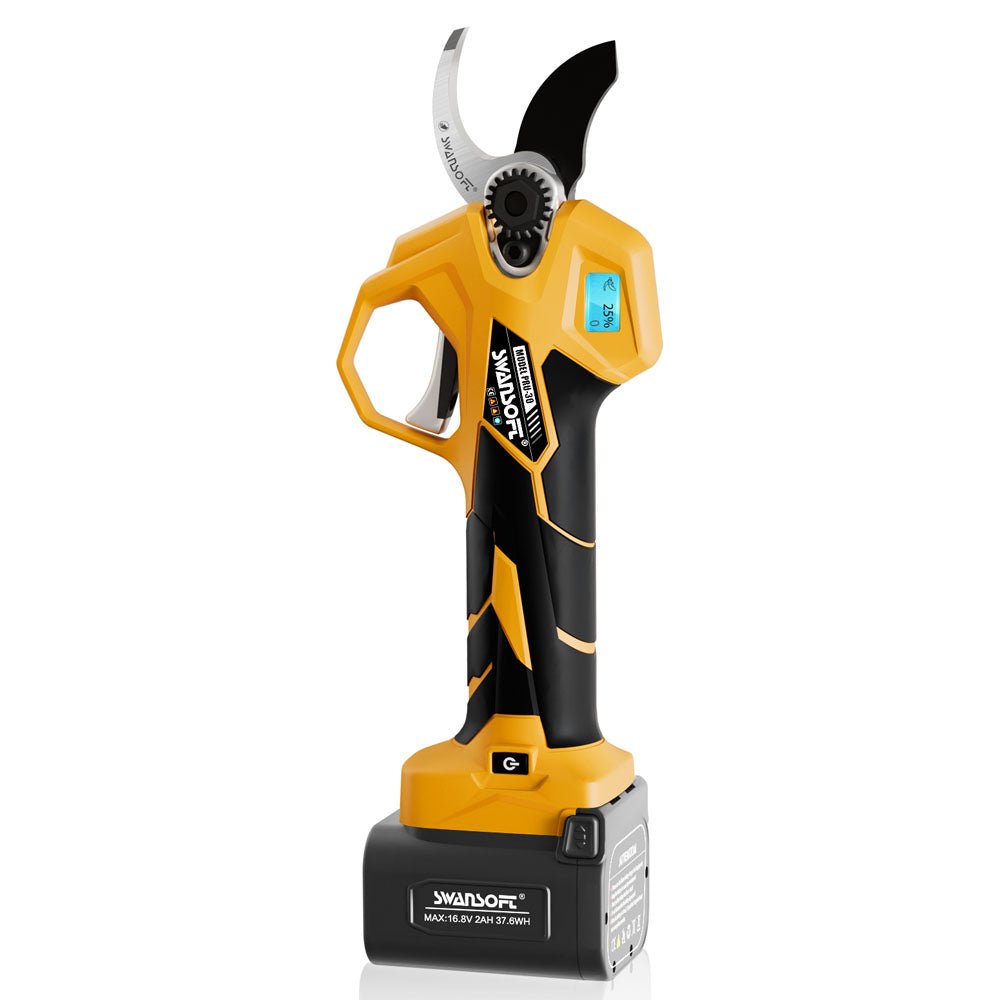 30mm electric secateurs,battery pruning shears for vineyard,quickly reset|16.8V-4Ah/2Ah|Working6-8h|850W | PRU30 - Swansoft Europe