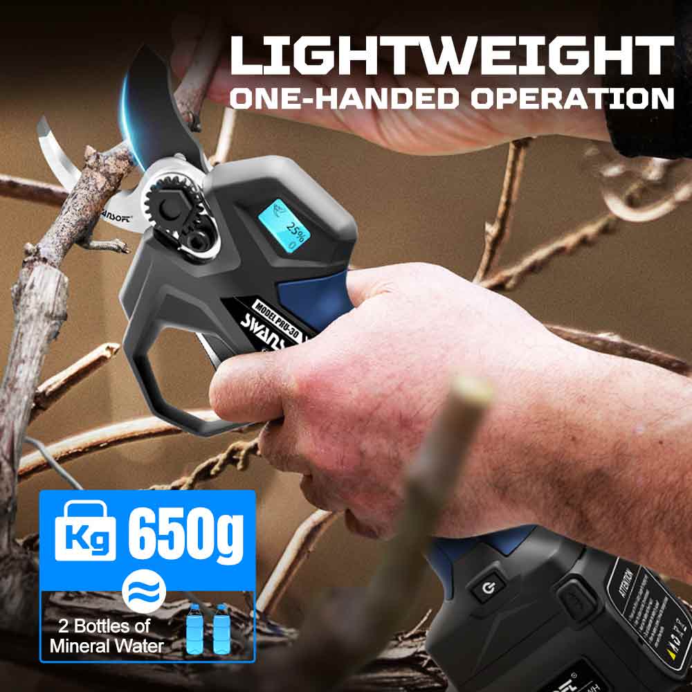30mm electric secateurs,battery pruning shears for vineyard,quickly reset|16.8V-4Ah/2Ah|Working6-8h|850W | PRU30 - Swansoft Europe