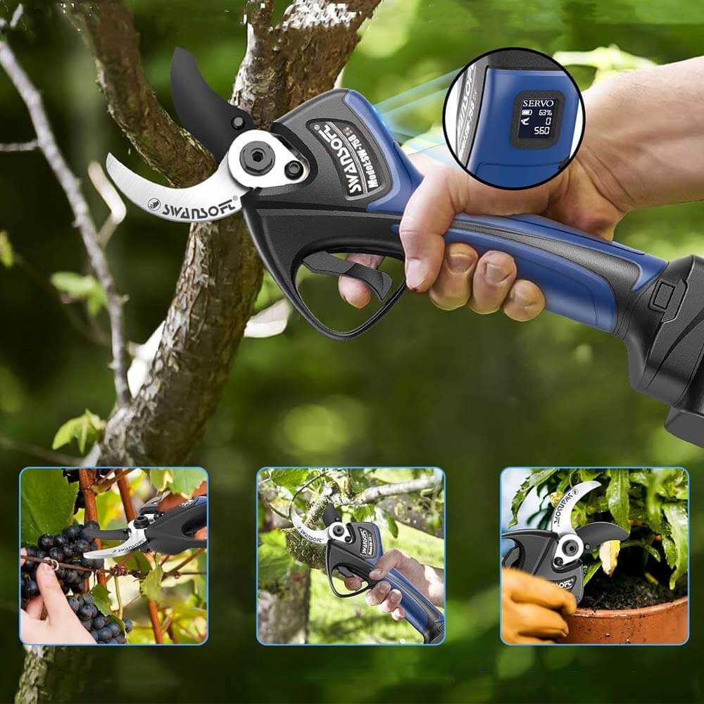 40mm Electric Pruning Shears | 21V 2*4Ah|Working8-10h|1050W| SW-758 - Swansoft Europe
