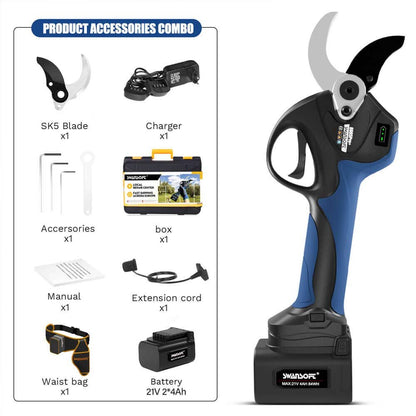 40mm electric pruning shears|21V-2*4Ah |Working8-10h|1050W | SW-8605Pro - Swansoft Europe