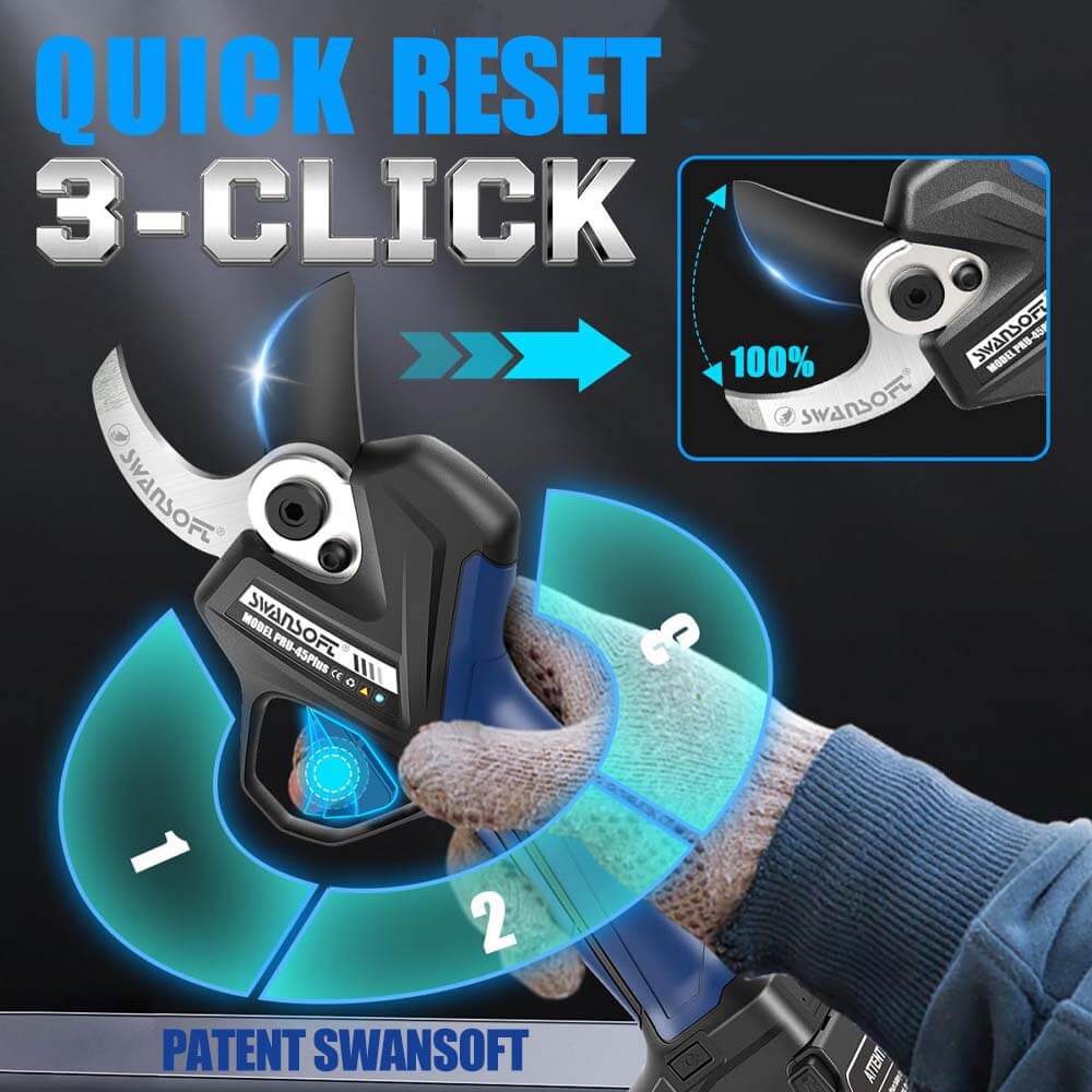 45mm Electric Pruning Shears professional | 25V 2*4Ah | quickly reset | adjustable jaw|Working10-12h|1150W | PRU45 plus - Swansoft Europe