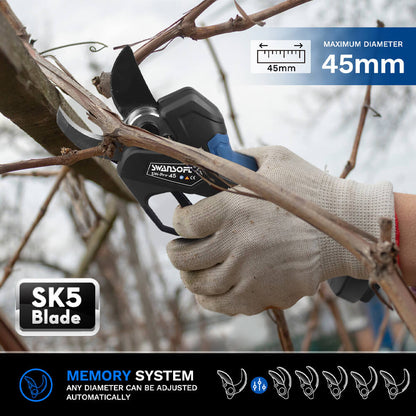 45mm Professional electric secateurs,progressive mode,for olive and orchard |25.2V-2*4Ah|Working10-12h|1150W| PRU-45 - Swansoft Europe