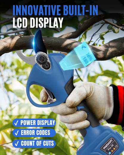 Tijeras de podar eléctricas de 28 mm, corte progresivo, para huertos y jardines|Función antiaprisionamiento|16.8V-2*2Ah|Autonomía de 6-8 h|690g|850W | PRU-28