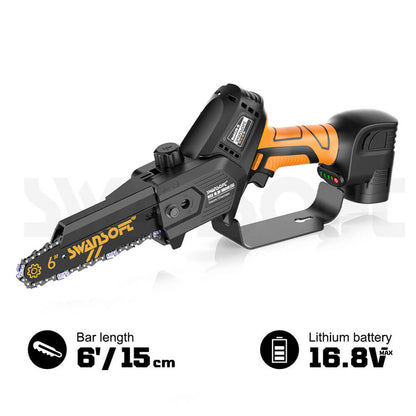 6‘ cordless chainsaw with automatic lubrication, 16.8V 2.5Ah chainsaw for orchard and garden CS-1S - Swansoft Europe