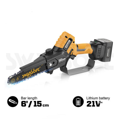 6‘ cordless chainsaw with automatic lubrication, professional electric chainsaw for orchard and olive pruning CS-2S - Swansoft Europe