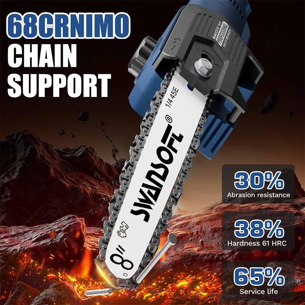 8' battery-powered pruner on telescopic pole , 21V 4Ah, professional pole pruner max 2.6m, CS-10 - Swansoft Europe
