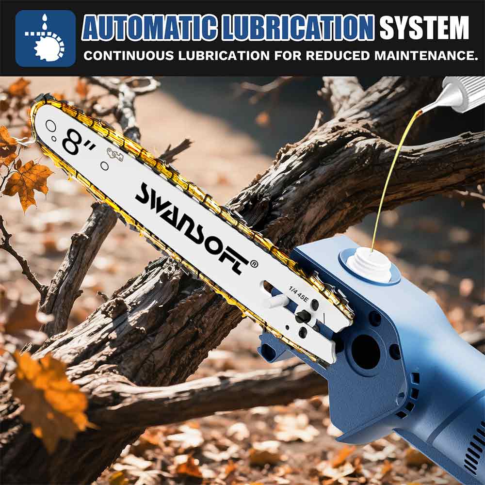 8' battery-powered pruner on telescopic pole , 21V 4Ah, professional pole pruner max 2.6m, CS-10 - Swansoft Europe