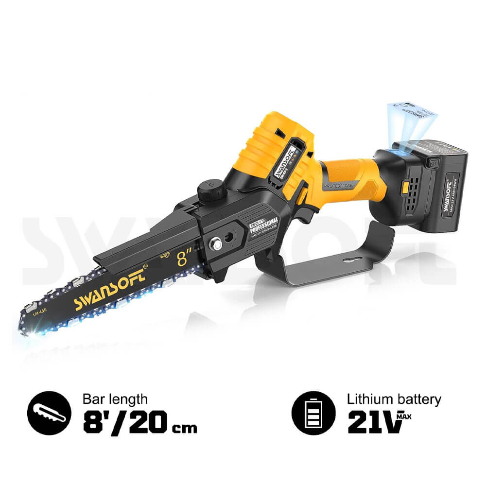 8‘ cordless pruning chainsaw with automatic lubrication, professional electric chainsaw for orchard and olive pruning CS-2 - Swansoft Europe