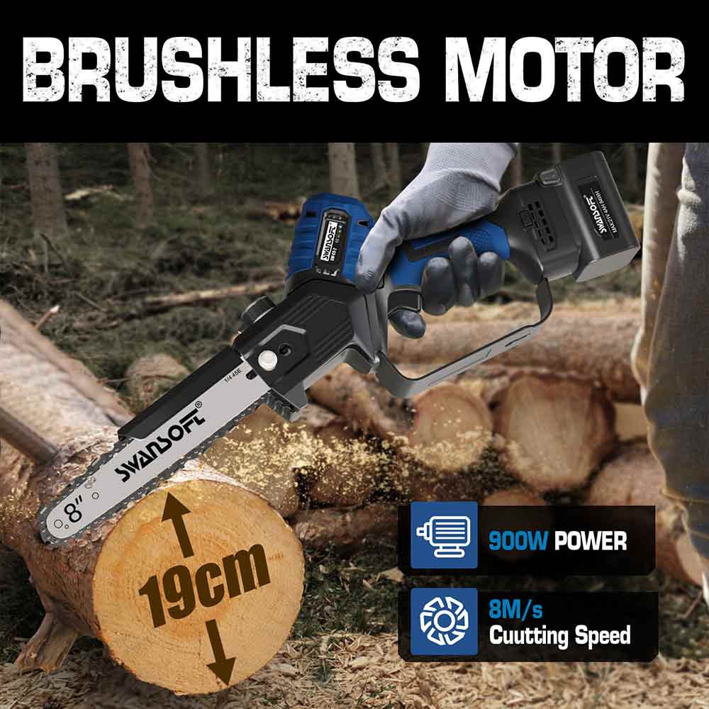 8‘ cordless pruning chainsaw with automatic lubrication, professional electric chainsaw for orchard and olive pruning CS-2 - Swansoft Europe