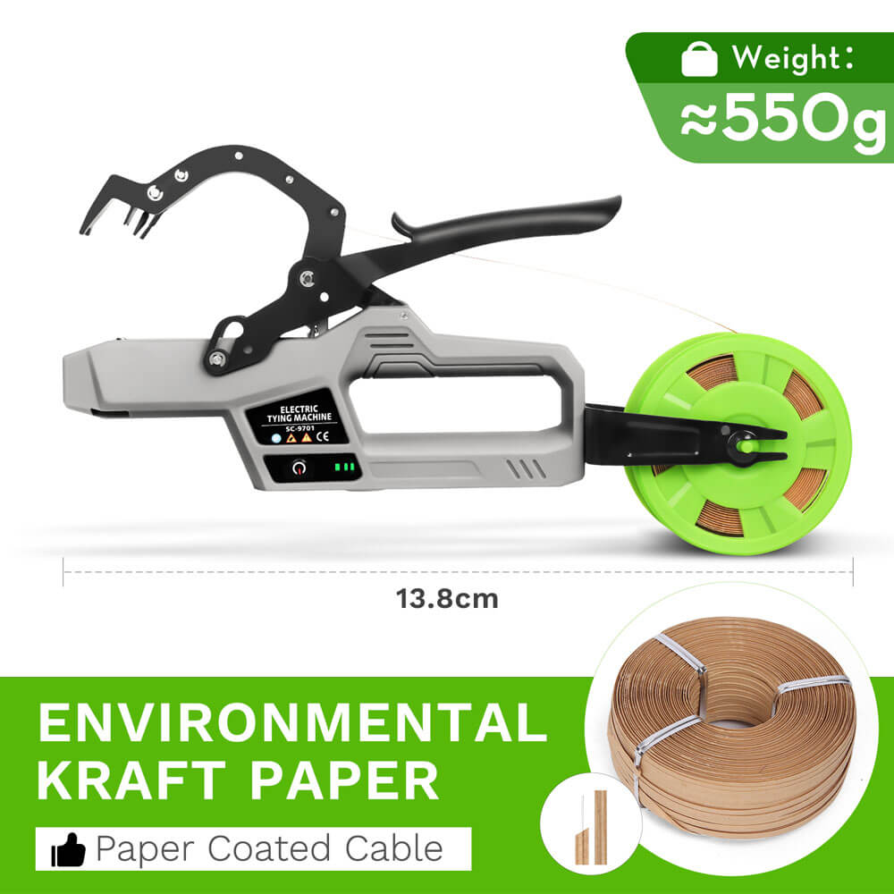 Electric plant tying machine, binding tool for vines, 2.5Ah battery SWANSOFT 9701 - Swansoft Europe