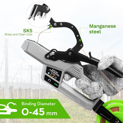 Electric plant tying machine, binding tool for vines, 2.5Ah battery SWANSOFT 9701 - Swansoft Europe