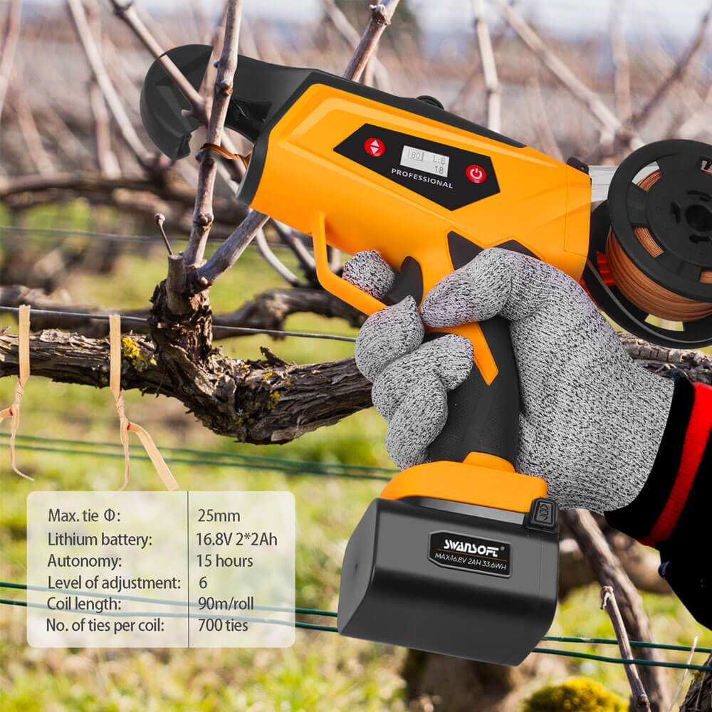 Electric tying machine for vineyards, 2*2Ah, binding machine for vines, SW-B12 - Swansoft Europe