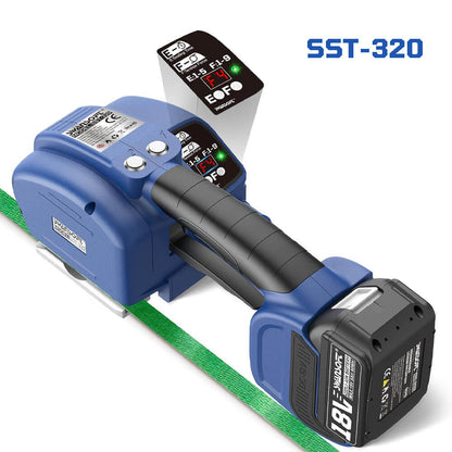 Fully Automatic Electric Strapping Machine, 3200N Heavy Duty Cordless Banding Tool for 14-16mm PP/PET Straps, Automatic Tensioning & Cutting SST-320 - Swansoft Europe