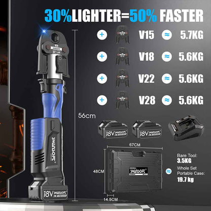 Heavy-Duty Hydraulic Pipe Press Tool, 32KN Battery Pipe Crimping Tool, V/M Contour Type - Swansoft Europe