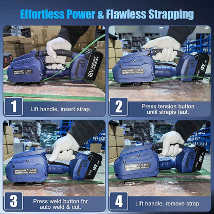 Heavy Duty Semi-Automatic Electric Strapping Machine, 3200N Automatic Tensioning Tool for 13-16mm PP/PET Strapping, Cordless Banding Kit SST-320B - Swansoft Europe