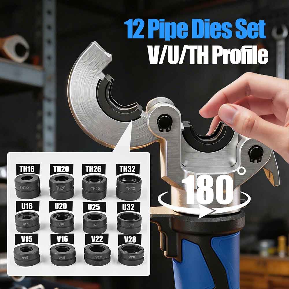 Hydraulic Battery Pipe Press Tool, V+U+TH Complete Kit, Multilayer Crimping Pliers 301B - Swansoft Europe