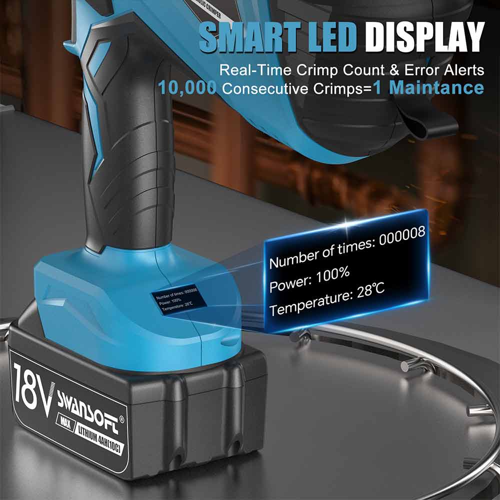 Hydraulic Battery Pipe Press Tool with V/U/TH contour, 65KN Professional Crimping Pliers 302A-12 - Swansoft Europe