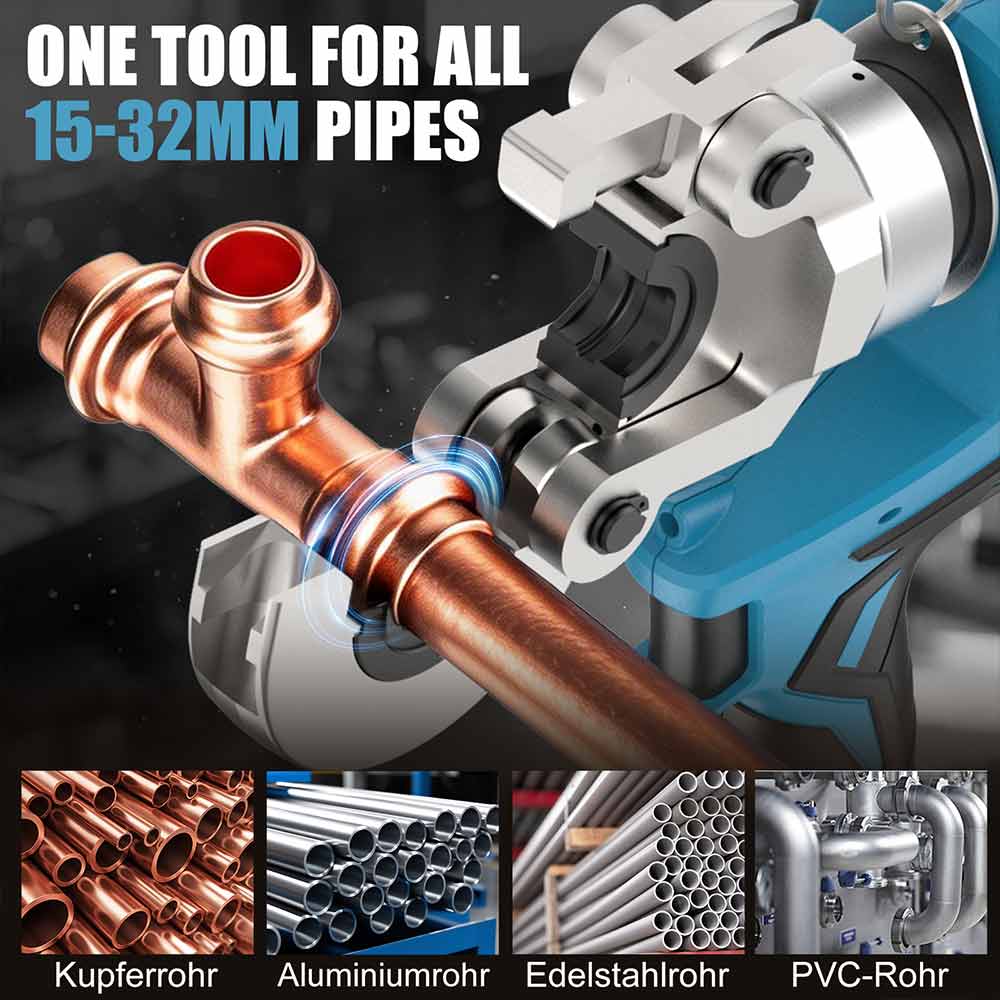 Hydraulic Battery Pipe Press Tool with V/U/TH contour, 65KN Professional Crimping Pliers 302A-12 - Swansoft Europe