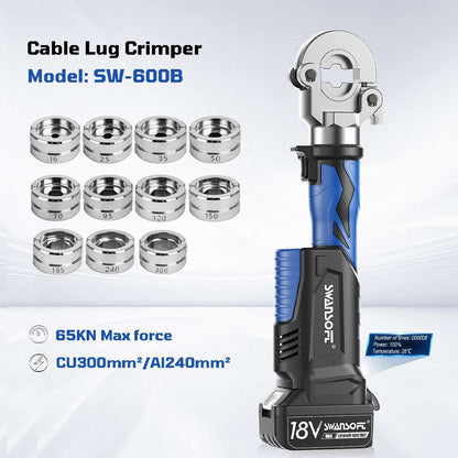 Hydraulic Cable Terminal Crimping Tool, 16mm²-300mm² Battery Lug Crimper, 600B - Swansoft Europe