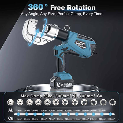 Hydraulic Cable Terminal Crimping Tool, 16mm²-400mm² Battery Lug Crimper, 400A - Swansoft Europe