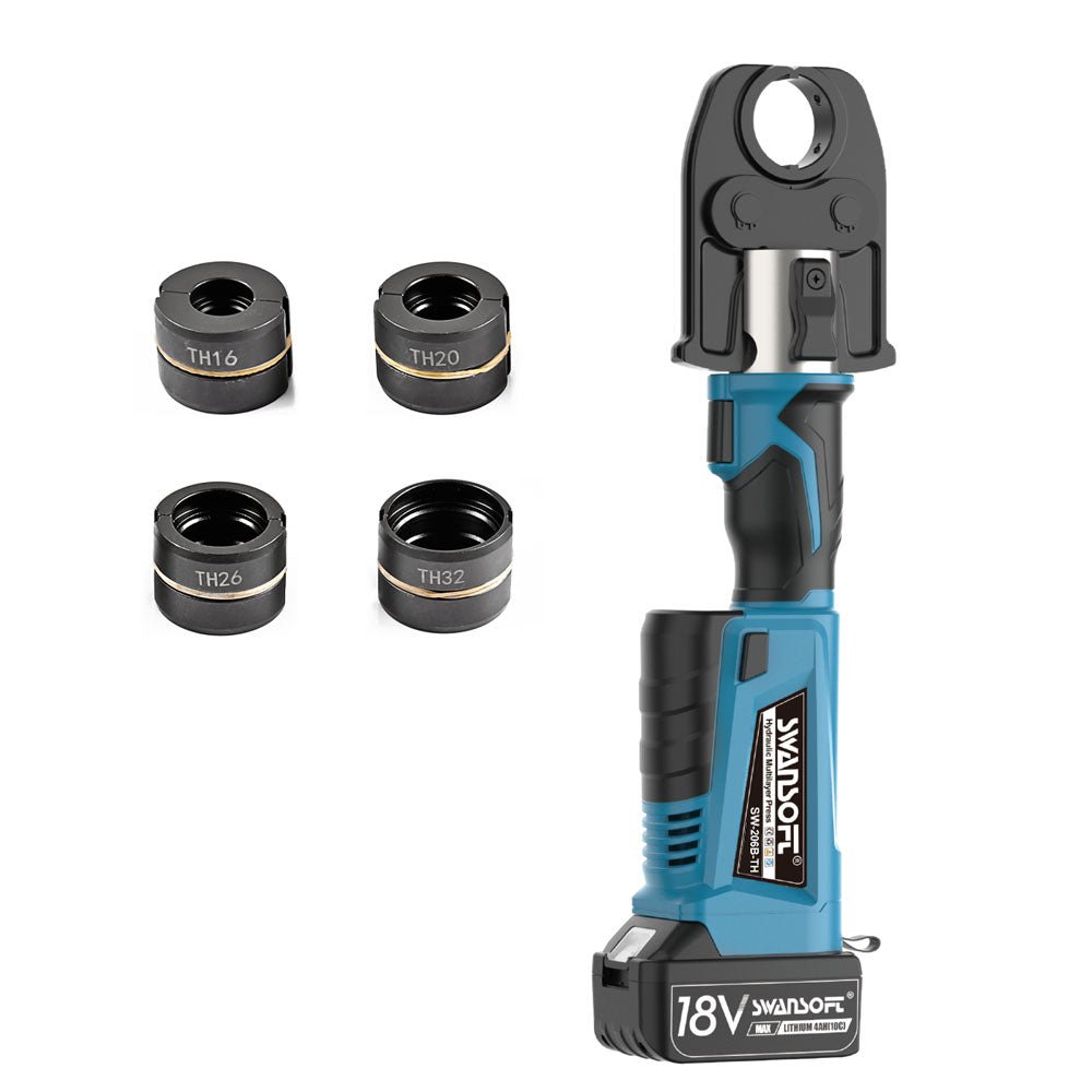 Multilayer Pipe Press Tool with Interchangeable Dies | Quick-Change U, TH, V Profiles 206B - Swansoft Europe