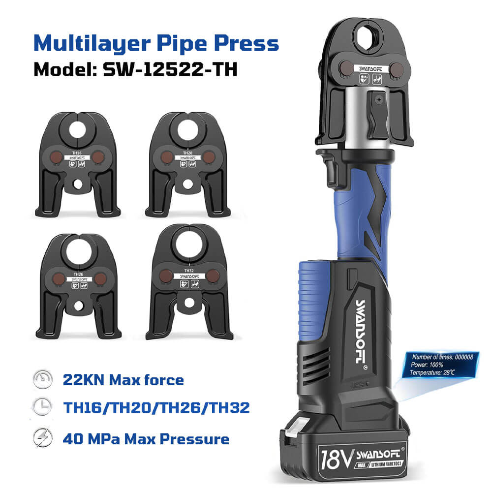 Multilayer Press Tool, 22KN Battery Pipe Crimping Tool, V/M/TH/U Contour - Swansoft Europe