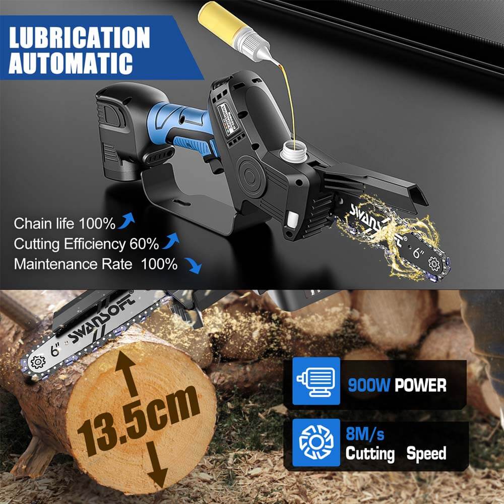 PRU28 Cordless Shears + 6’ Battery Chainsaw + 3 Batteries, 2 in 1 Kit, ideal for DIY Pruning, Gardening | PRU28+CS-1S - Swansoft Europe
