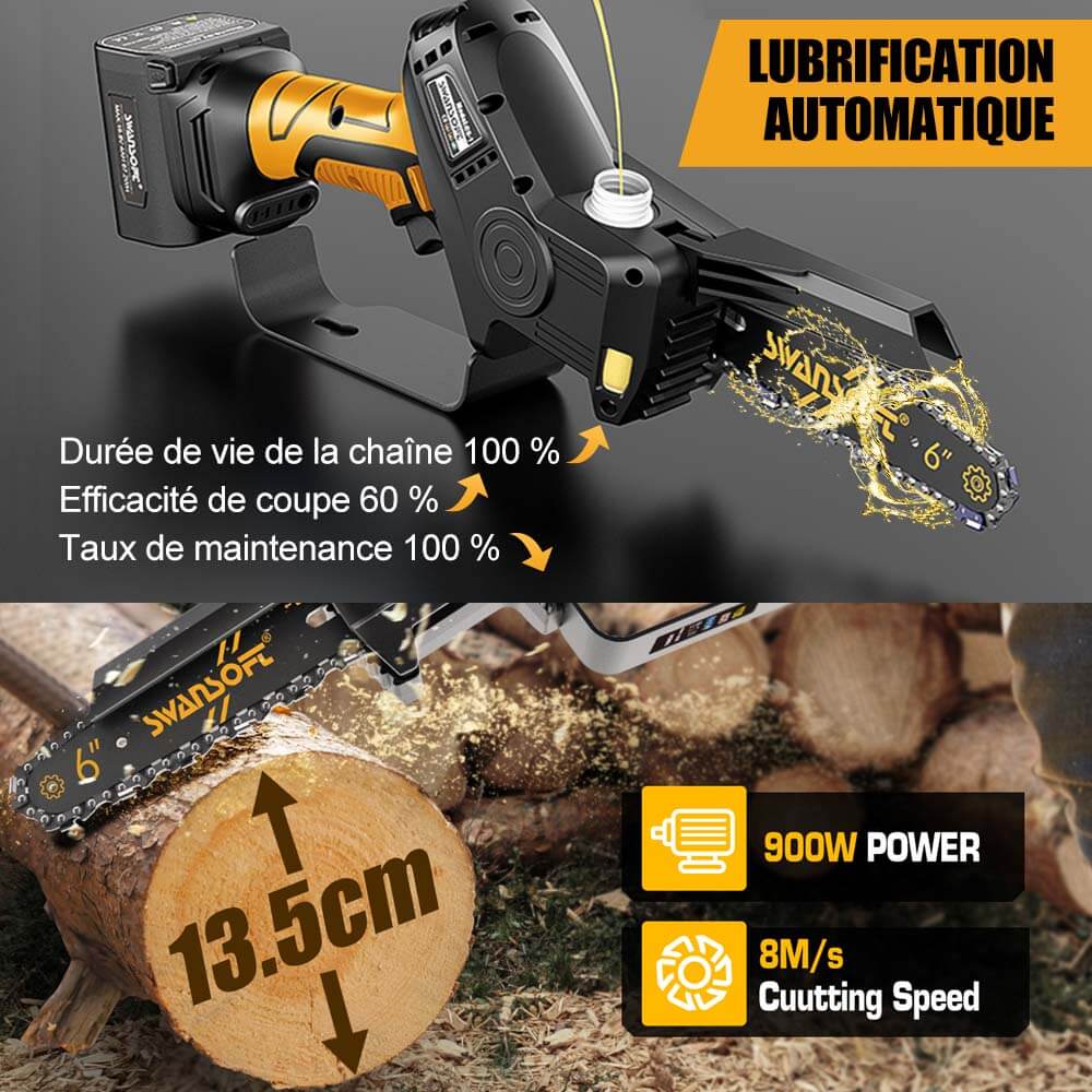 PRU36 Cordless Pruning Shears and 6’ Battery Chainsaw with 2*4Ah Batteries, 2 in 1 Kit, Professional Grade Pruning Tools for Vineyards, Orchards and olive groves - Swansoft Europe