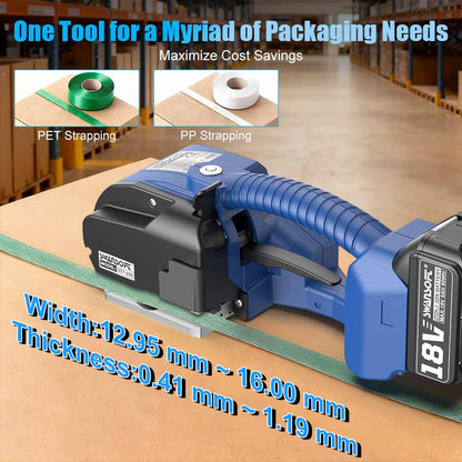 Semi-Automatic Electric Strapping Machine, 2500N Automatic Tensioning Banding Tool for 13-16mm PP/PET Straps, Cordless Friction Welder SST-250 - Swansoft Europe