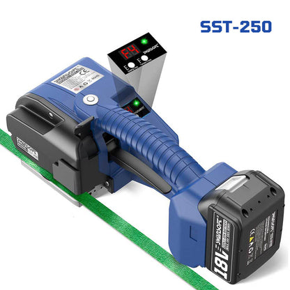 Semi-Automatic Electric Strapping Machine, 2500N Automatic Tensioning Banding Tool for 13-16mm PP/PET Straps, Cordless Friction Welder SST-250 - Swansoft Europe