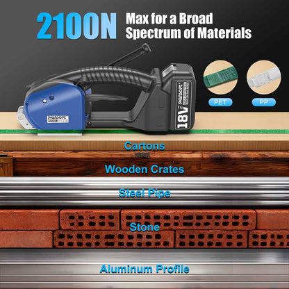 Semi-Automatic Strapping Machine, 2100N Manual Tensioning & Cutting Strapping Tool for 13-16mm PP/PET Straps, Cordless Banding Machine SST-210 - Swansoft Europe