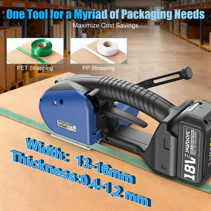 Semi-Automatic Strapping Machine, 2100N Manual Tensioning & Cutting Strapping Tool for 13-16mm PP/PET Straps, Cordless Banding Machine SST-210 - Swansoft Europe
